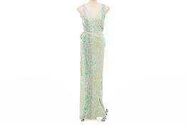 A DVF LONG MINT GREEN WRAP DRESS