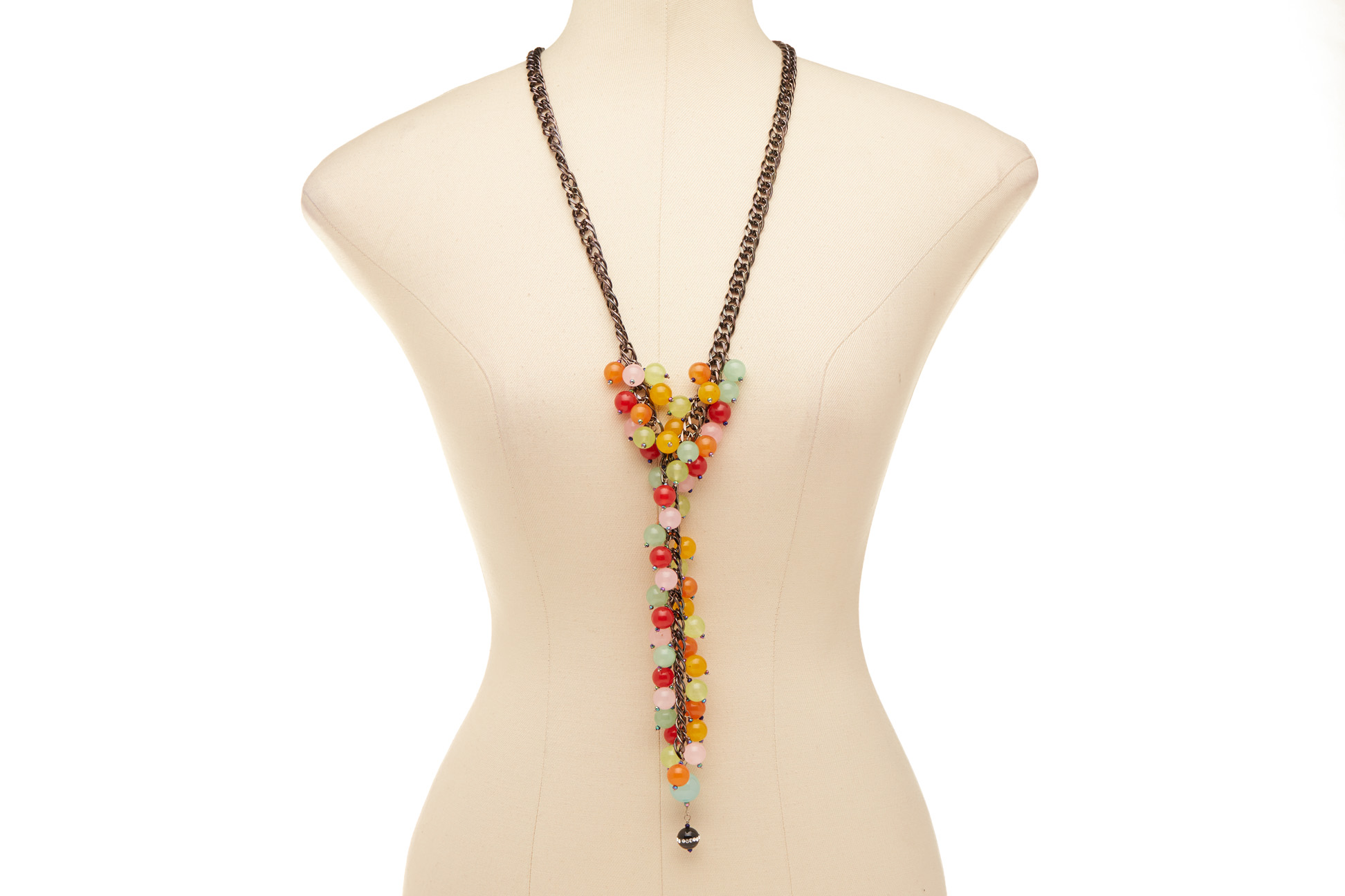 FIVE MULTI COLOURED BEADED NECKLACES