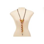 FIVE MULTI COLOURED BEADED NECKLACES