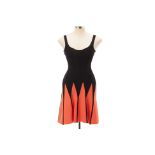 A HERVE LEGER BLACK & ORANGE SKATER DRESS