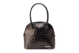 A JOAN & DAVID BROWN LEATHER BAG IN BLACK