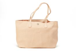 A TORI BURCH 'PERRY' NUDE LEATHER TOTE BAG