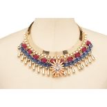 FOUR MULTICOLOURED DIAMANTÉ AND BEADED NECKLACES