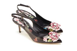 A PAIR OF DOLCE & GABBANA 'BELLUCCI' ROSE HEELS EU 41