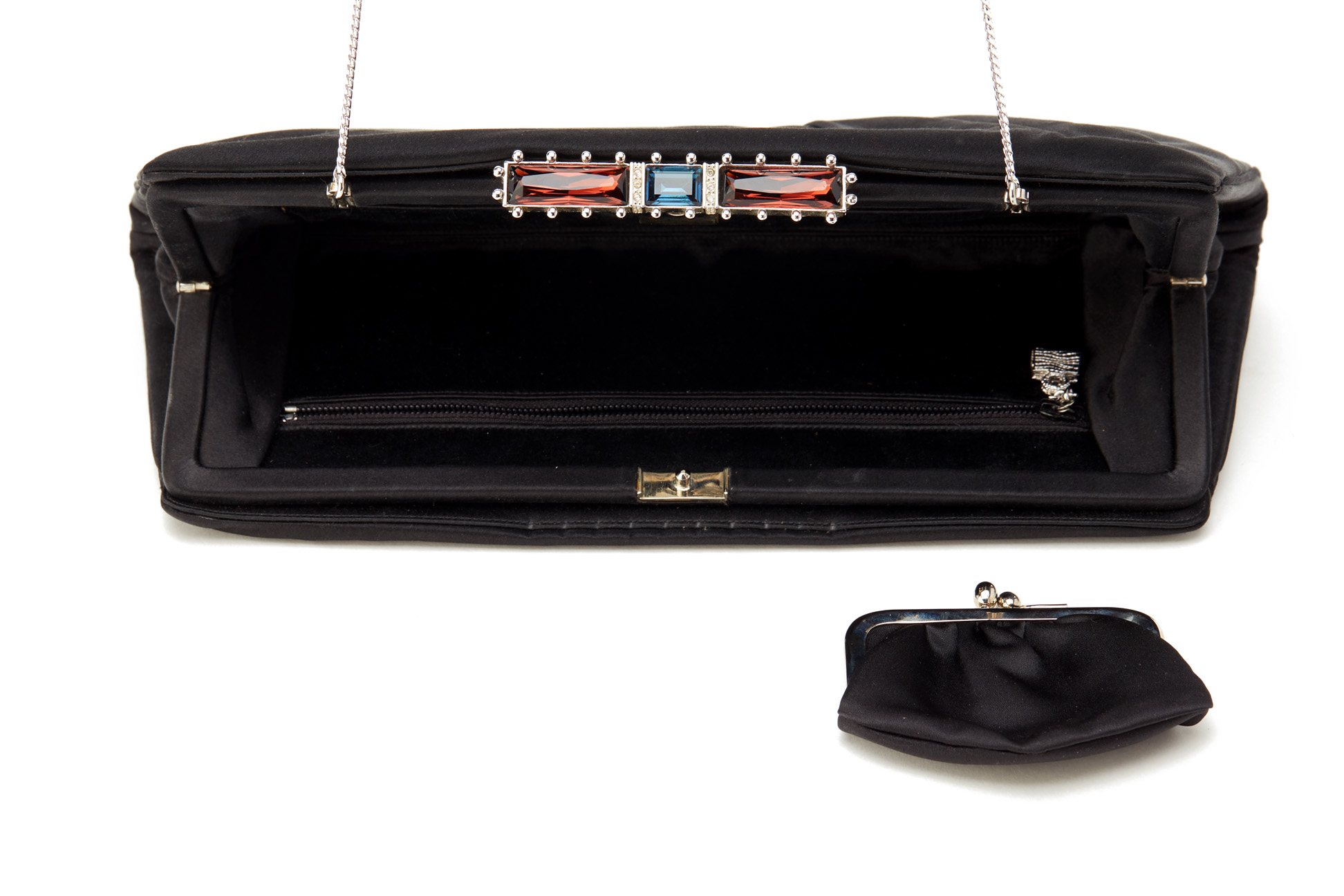 A JUDITH LEIBER BLACK SATIN EVENING BAG - Image 3 of 3