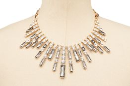 FIVE SILVER TONE, PEARL & DIAMANTÉ EMBELLISHED NECKLACES