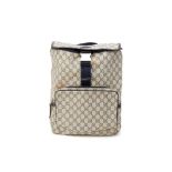 A GUCCI GREY MONOGRAM LEATHER BACKPACK