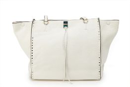 A REBECCA MINKOFF 'DARREN' WHITE DEER SKIN LEATHER TOTE BAG