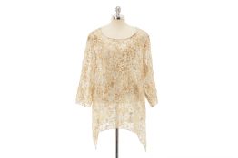 A CHICOS GOLD LEOPARD PRINT SHEER TOP