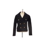 A J CREW 'CROPPED DOUBLE BREAS' BLACK WOOL COAT