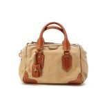 A BURBERRY BEIGE LEATHER HANDBAG