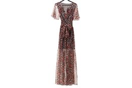 A EYWASOULS MALIBU 'MARIA' LONG RED LEOPARD DRESS