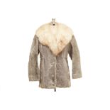 A GREY FOX FUR JACKET