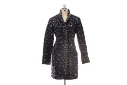 A DESIGUAL LEOPARD PRINT BLUE COAT