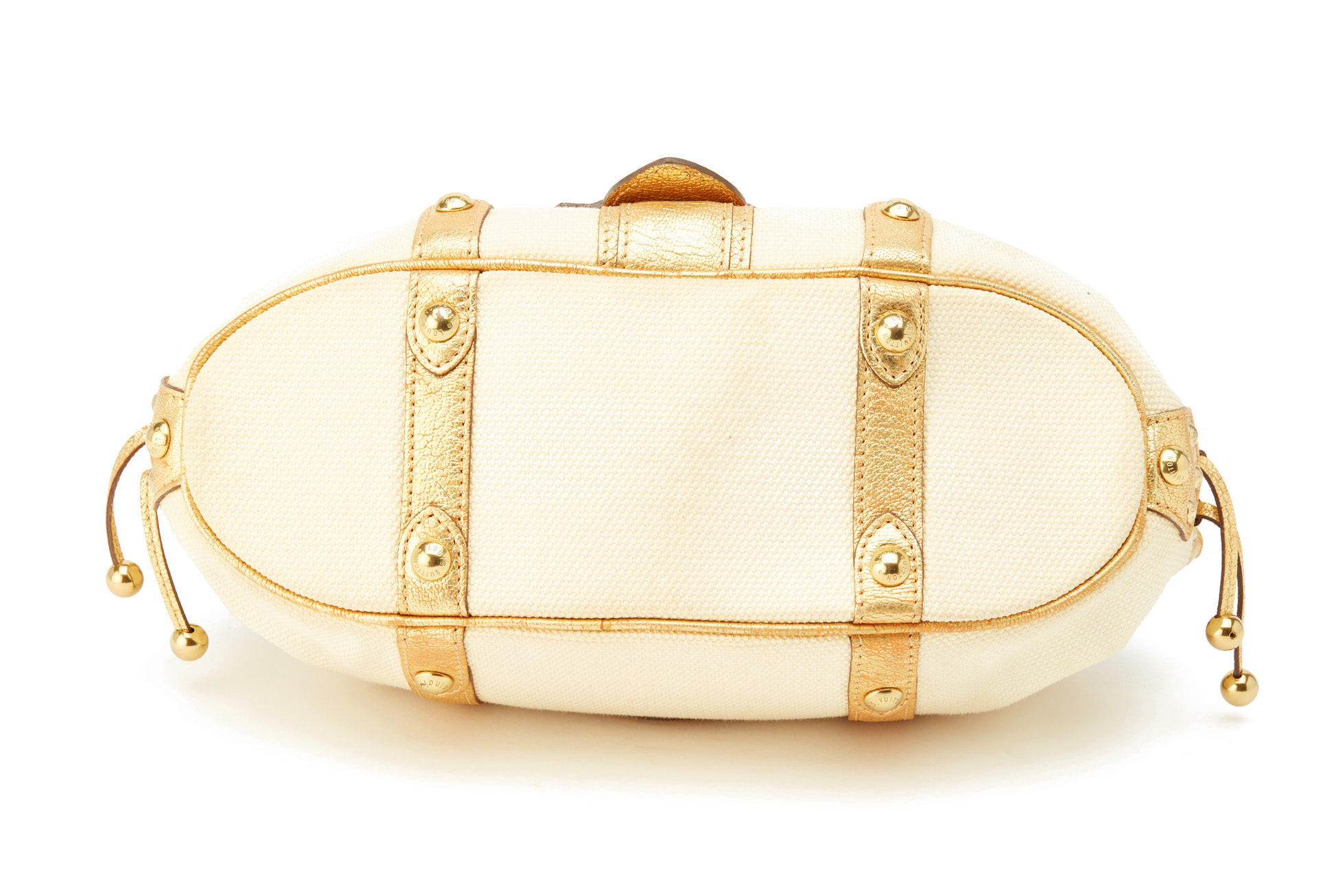 A LOUIS VUITTON WHITE & GOLD CANVAS HANDBAG - Image 4 of 4