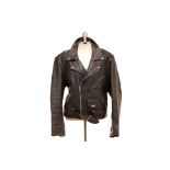 A THE ALLEY CHICAGO BLACK LEATHER BIKER JACKET