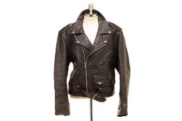 A THE ALLEY CHICAGO BLACK LEATHER BIKER JACKET