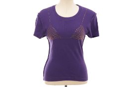 A SONIA RYKIEL PURPLE BIKINI RHINESTONE T-SHIRT