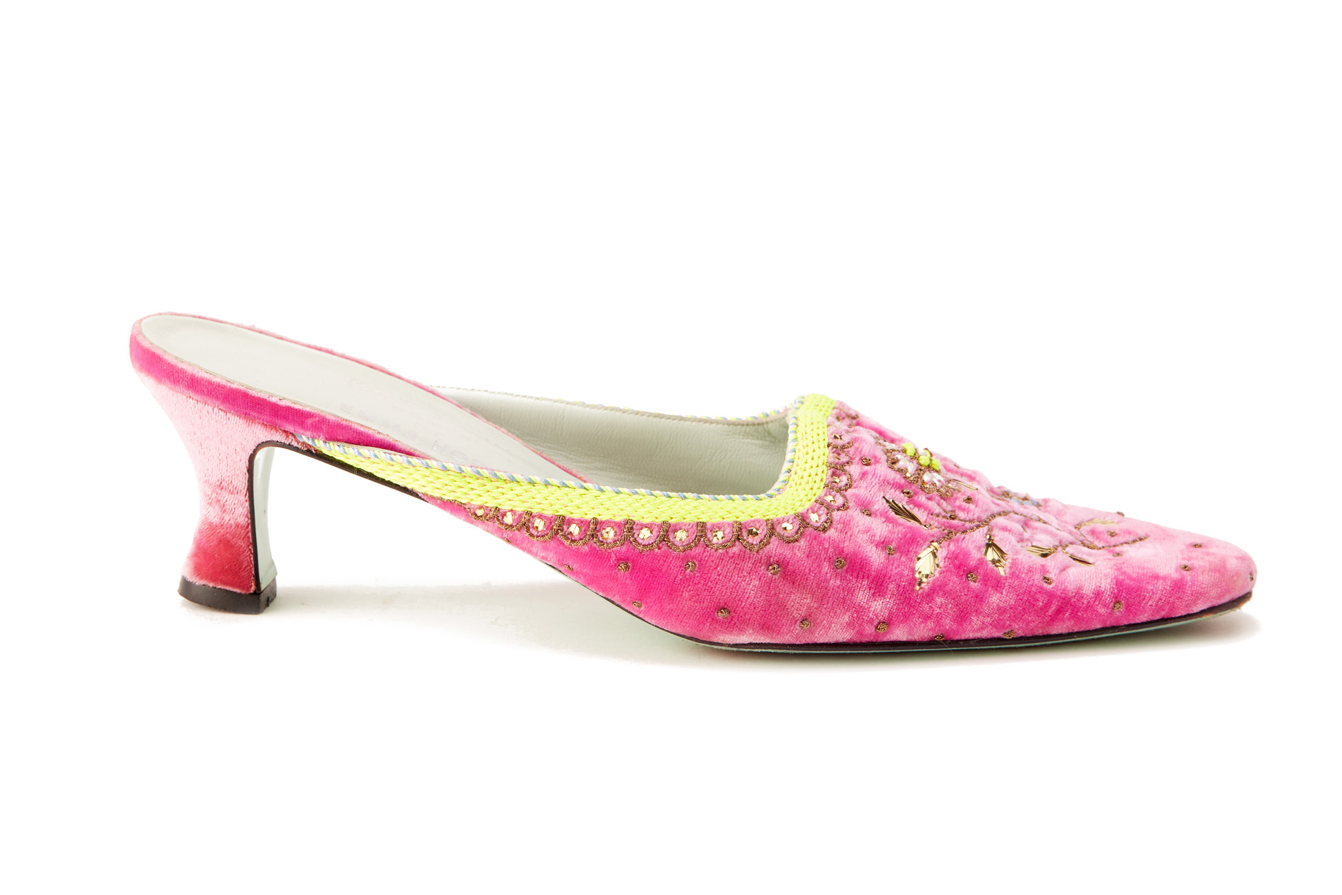 A PAIR OF PAUL SMITH PINK SUEDE EMBELLISHED HEELS EU 39.5 - Image 2 of 3