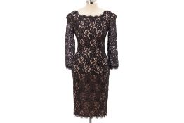 A DVF 'COLLEEN' BLACK LACE DRESS