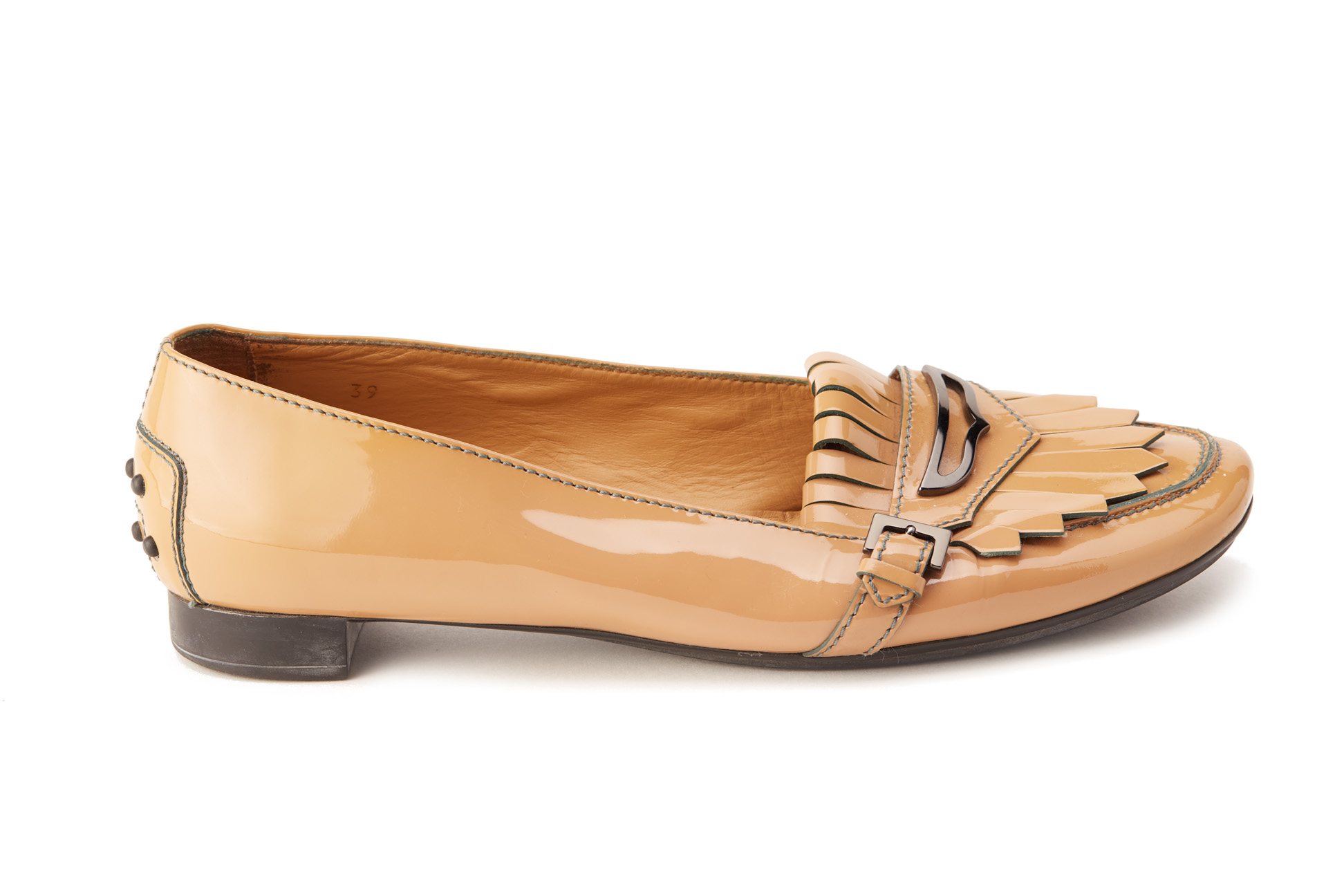 A PAIR OF TOD'S TAN PATENT LEATHER DRIVING SHOES EU 39 - Image 2 of 5