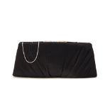 A JUDITH LEIBER BLACK SATIN EVENING BAG