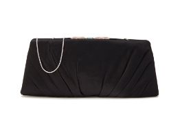 A JUDITH LEIBER BLACK SATIN EVENING BAG