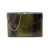 AN AMISHI LONDON PYTHON SKIN LEATHER CLUTCH