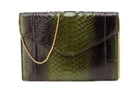 AN AMISHI LONDON PYTHON SKIN LEATHER CLUTCH