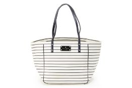 A KATE SPADE STRIPED LEATHER TOTE BAG