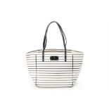 A KATE SPADE STRIPED LEATHER TOTE BAG