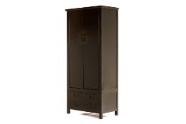 A TALL BLACK LACQUER CHINESE CABINET