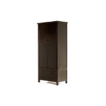 A TALL BLACK LACQUER CHINESE CABINET