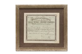 A NEW CHIMES GOLD MINING CO. SHARE CERTIFICATE