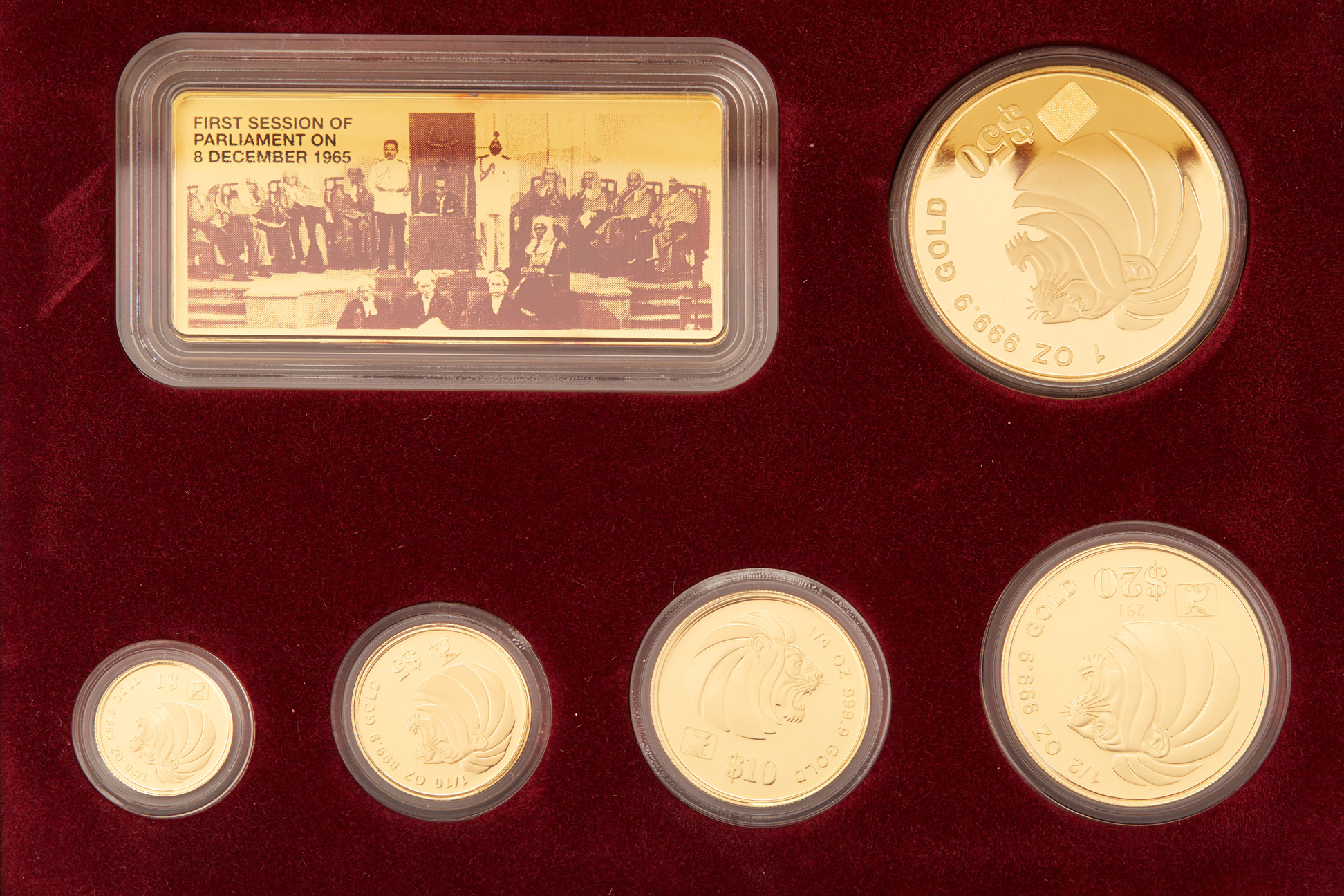 A SINGAPORE LION 5-COIN GOLD PROOF SET 1999, NO.291