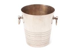 A SILVER PLATED TWIN HANDLED WINE COOLER