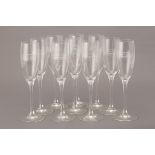 A SET OF TEN LAURENT PERRIER CHAMPAGNE FLUTES