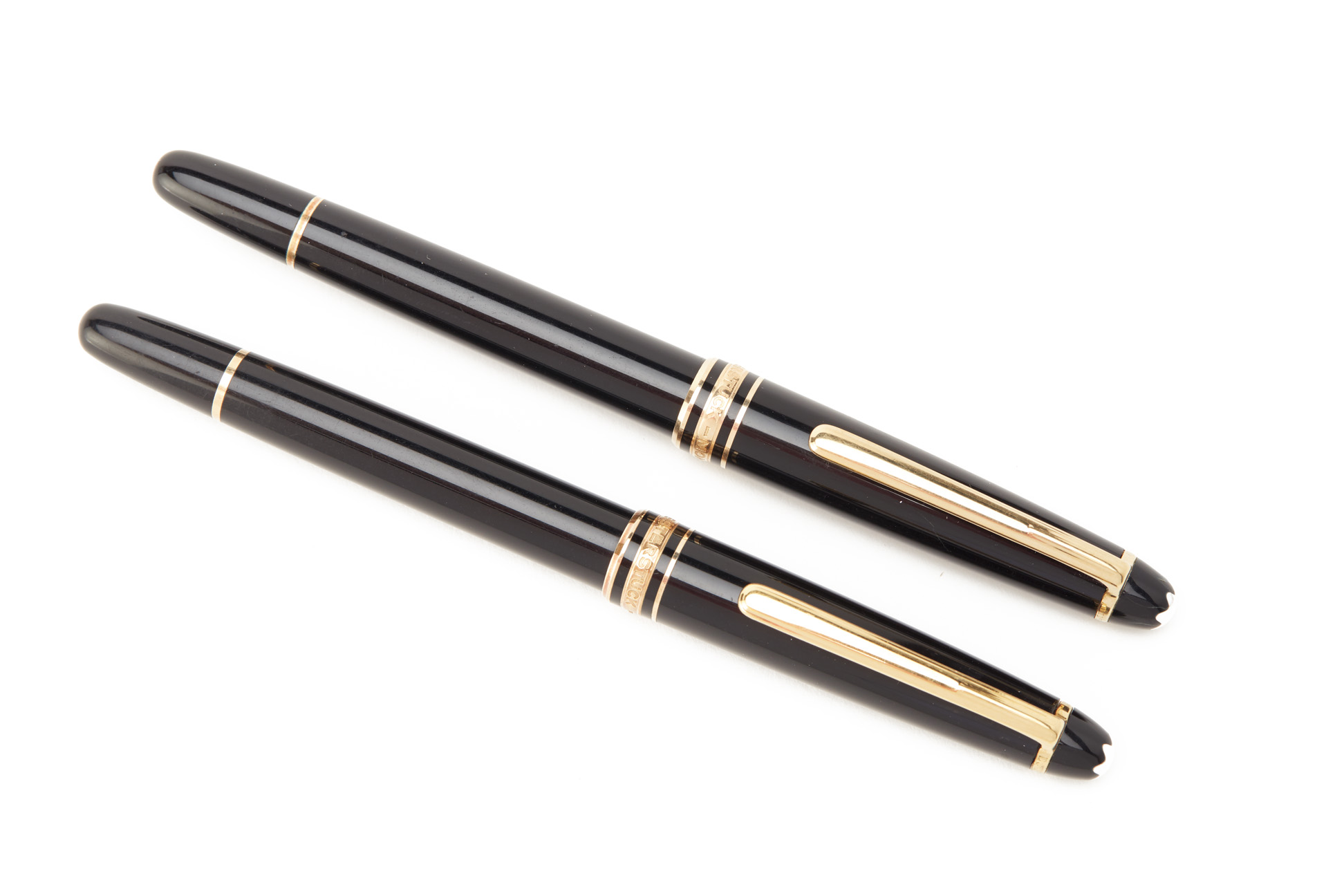 TWO MONTBLANC MEISTERSTUCK BLACK BALLPOINT PENS