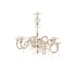 A VINTAGE EIGHT LIGHT GLASS CHANDELIER