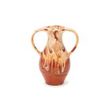 A WEST GERMAN 'FAT LAVA' TWIN HANDLED POTTERY VASE
