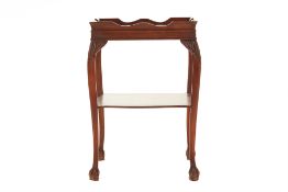 A SQUARE MAHOGANY SIDE TABLE