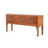 A CHINESE LOW ELM SIDEBOARD