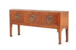 A CHINESE LOW ELM SIDEBOARD