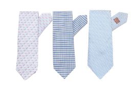 THREE HERMES PRINTED SILK TIES