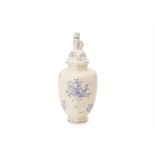 A BOCH LA LOUVIERE BLUE & WHITE JAR AND COVER