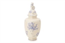 A BOCH LA LOUVIERE BLUE & WHITE JAR AND COVER