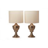 A PAIR OF BRASS TABLE LAMPS