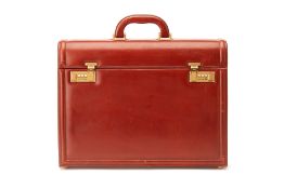 A KURT GEIGER BROWN LEATHER BRIEFCASE