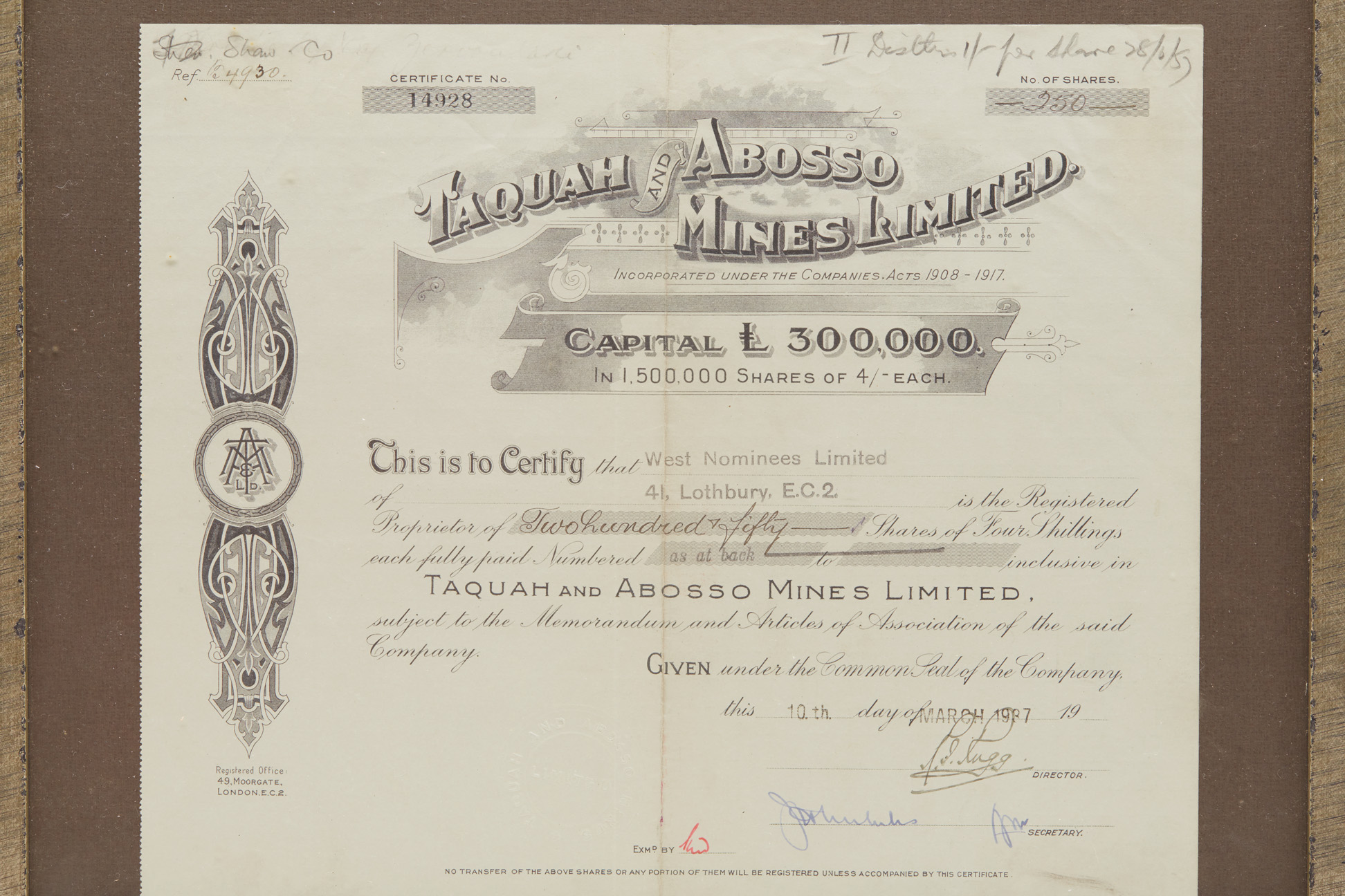 TWO AFRICAN MINING SHARE CERTIFICATES - Image 6 of 6