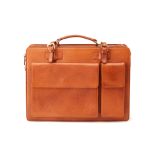 A CHESTNUT BROWN LEATHER BRIEFCASE